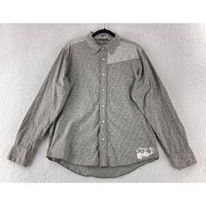 Billabong Button-Up Shirt Mens Size Large Gray Floral Vintage Made in USA Casual